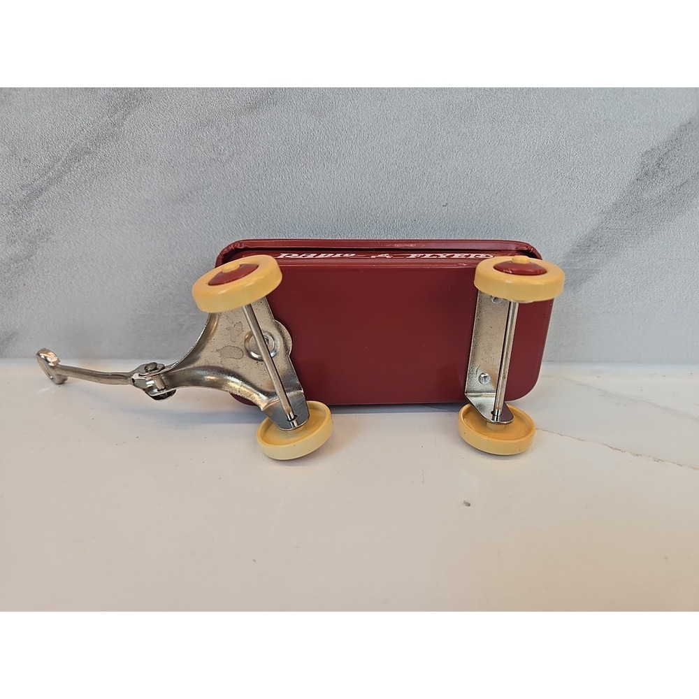 Miniature 4" Metal Radio Flyer Wagon Toy with Moving Wheels and Handle - Picture 4 of 5